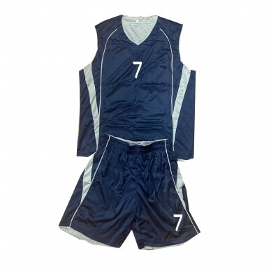 Dvipusė krepšinio apranga pilka-t.mėlyna su numeriais (paaugliams)