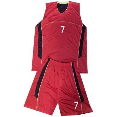 Dvipusė krepšinio apranga raudona-juoda su numeriais