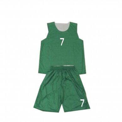 Dvipusė krepšinio apranga žalia-balta su numeriais