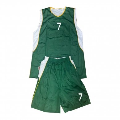 Dvipusė krepšinio apranga žalia - balta su numeriais