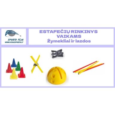 Estafečių rinkinys vaikams žymekliai ir lazdos