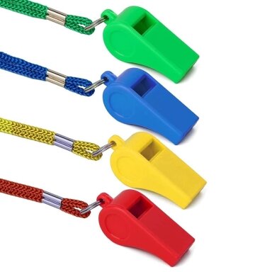 Plastikinis švilpukas su juostele Plastikinis švilpukas su juostele