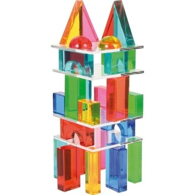 Skaidrios akrilinės geometrinės kaladėlės, 32 vnt